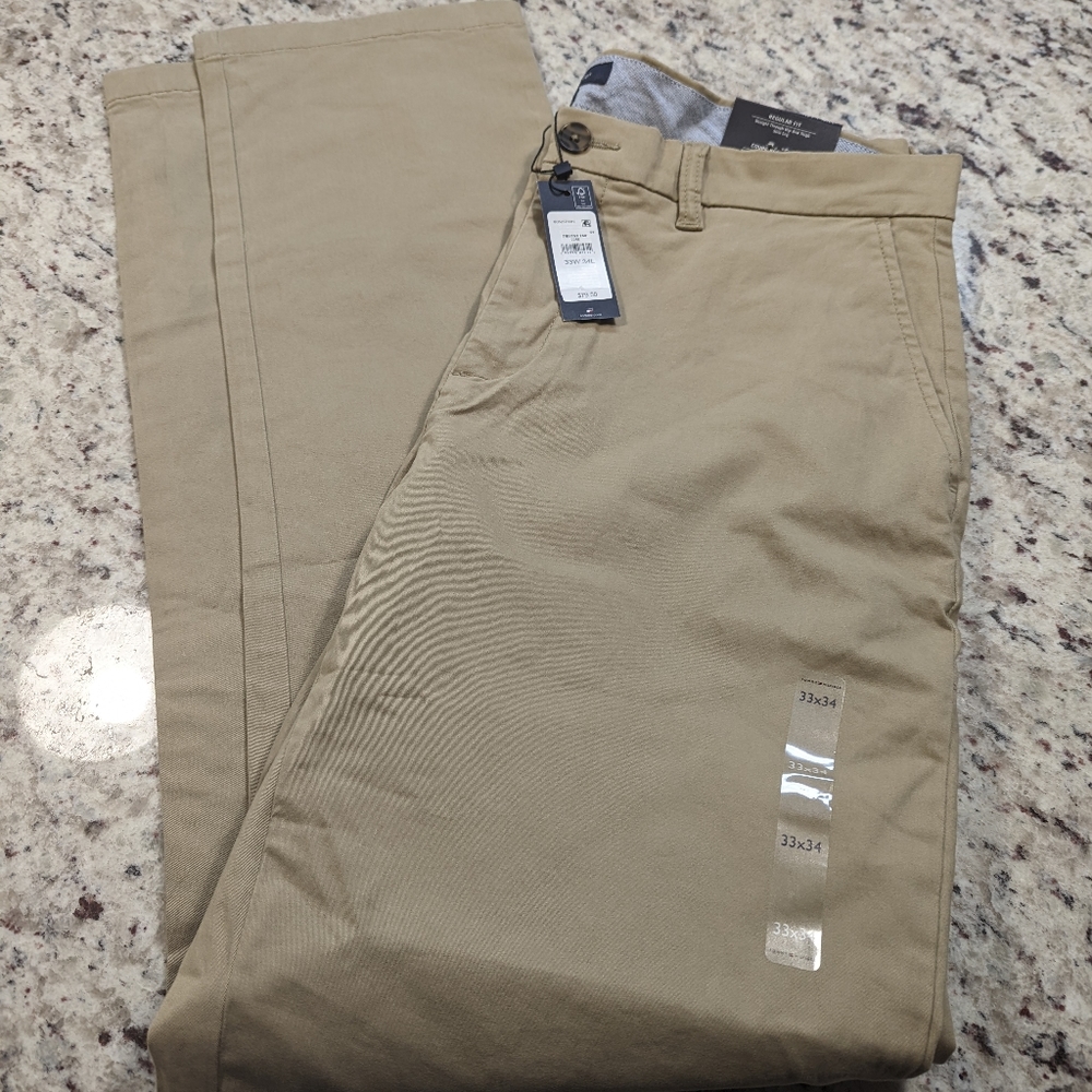 NWT Tommy Hilfiger Khaki Regular Fit Men's Chino 33x34